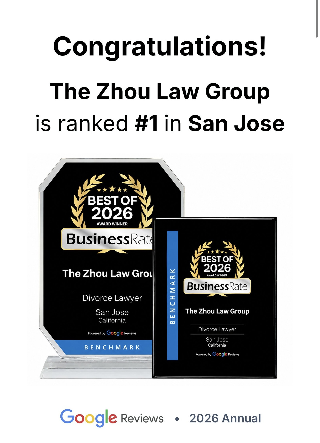 BusinessRate Best of 2026 #1 Divorce Lawyer San Jose The Zhou Law Group